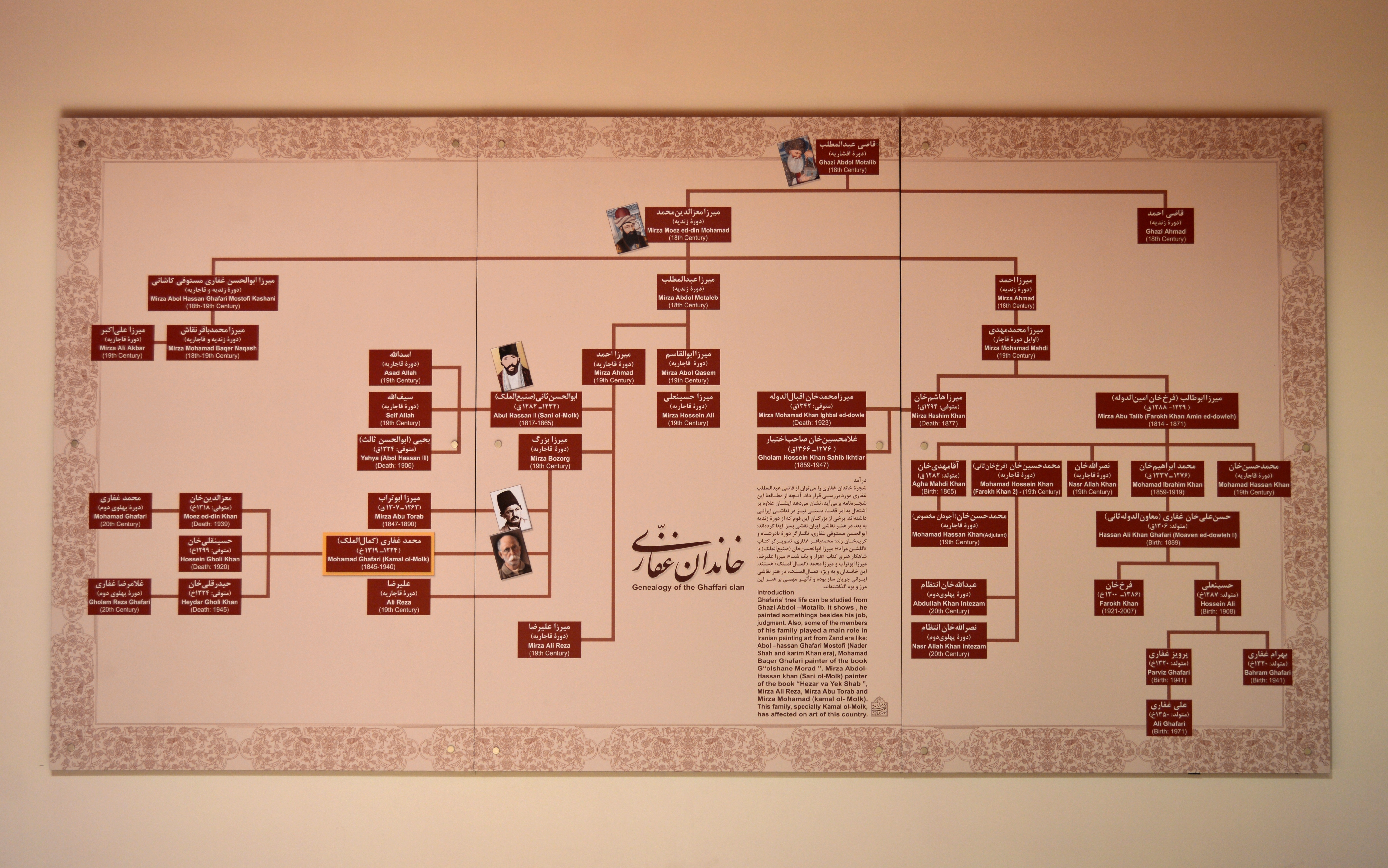 نمایشگاه دائمی آٍثار خاندان غفاری و کمال الملک (شجره نامه خاندان غفاری)